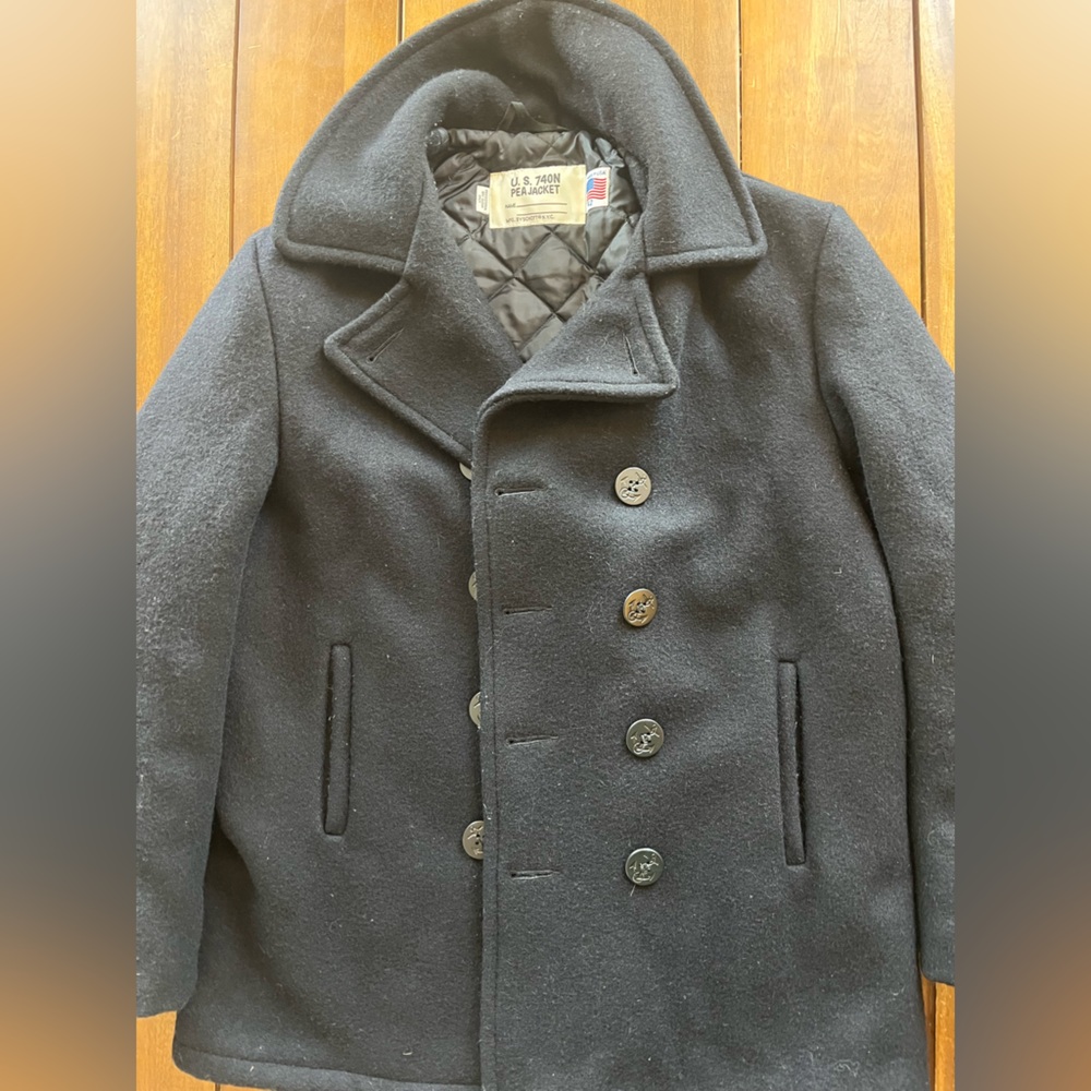 Schott NYC Classic Dark Navy Pea Coat